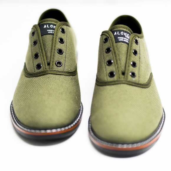 Olive Green Canvas Shoes - Picture 1 of 3